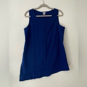 Chicos Sleeveless Cotton Asymmetrical Blue Top Size 1